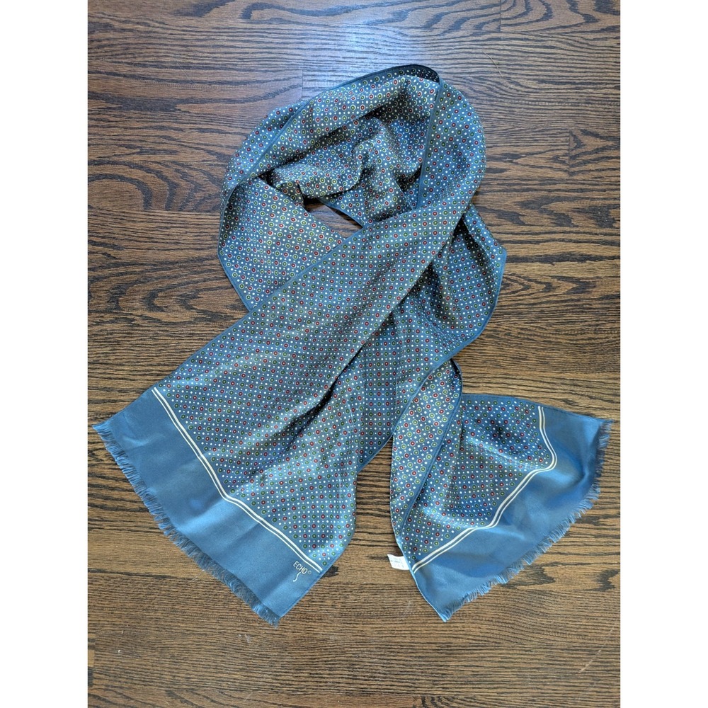 Vintage Echo Silk Scarf 58x11" Rectangle COTTAGECORE Boho Neck Hair Heritage